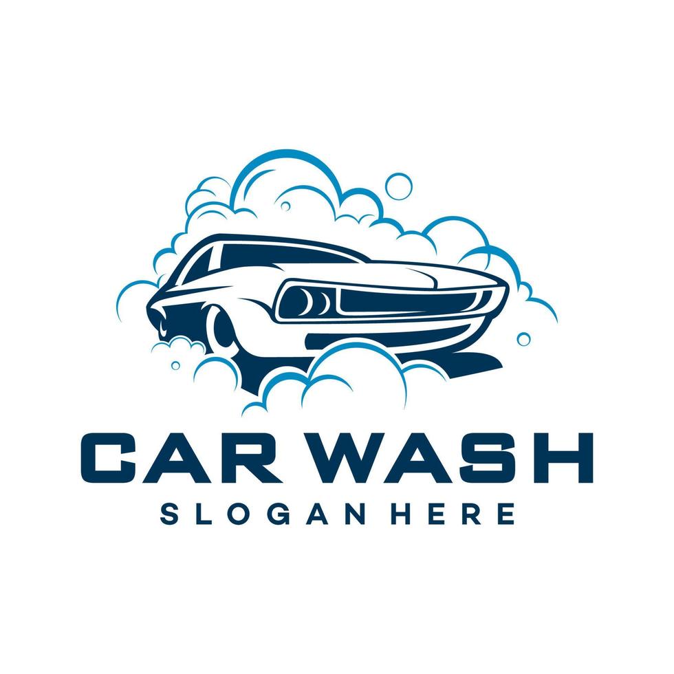 vintage logo car wash vector template illustration