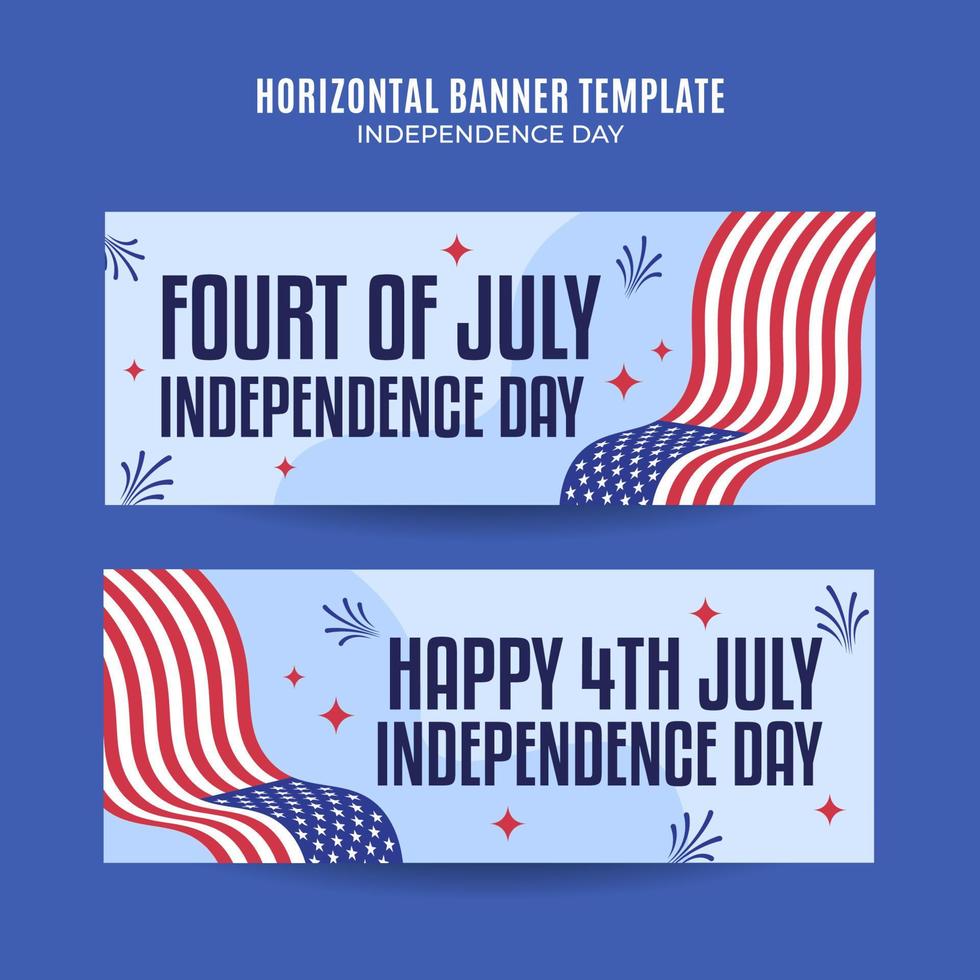 Happy 4th of July - Independence Day USA Web Banner for Social Media Horizontal Poster, banner, space area and background vector