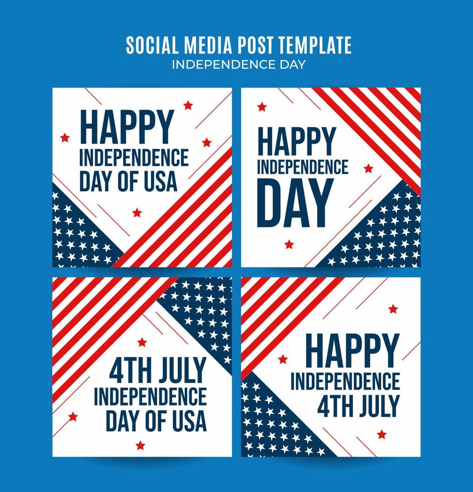 Happy 4th of July - Independence Day USA Web Banner for Social Media Square Poster, banner, space area and background vector