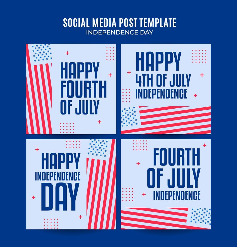 Happy 4th of July - Independence Day USA Web Banner for Social Media Square Poster, banner, space area and background vector