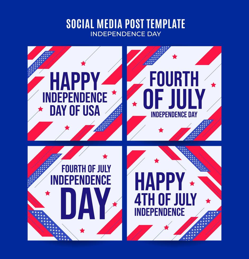Happy 4th of July - Independence Day USA Web Banner for Social Media Square Poster, banner, space area and background vector