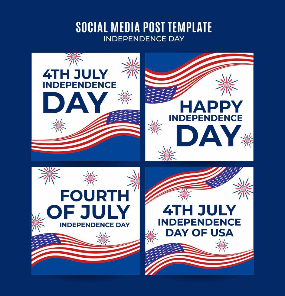 Happy 4th of July - Independence Day USA Web Banner for Social Media Square Poster, banner, space area and background vector