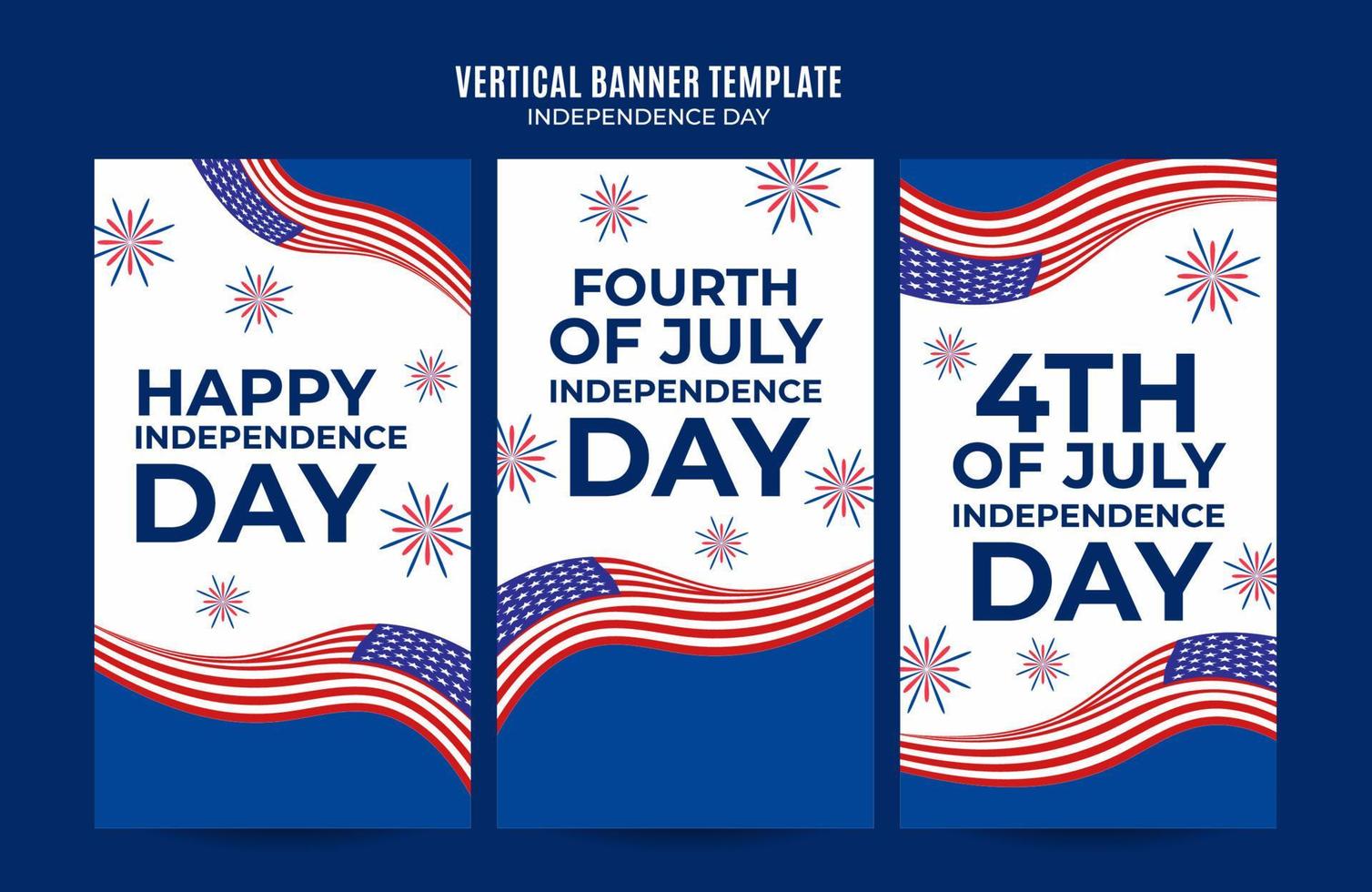 Happy 4th of July - Independence Day USA Web Banner for Social Media Vertical Poster, banner, space area and background vector