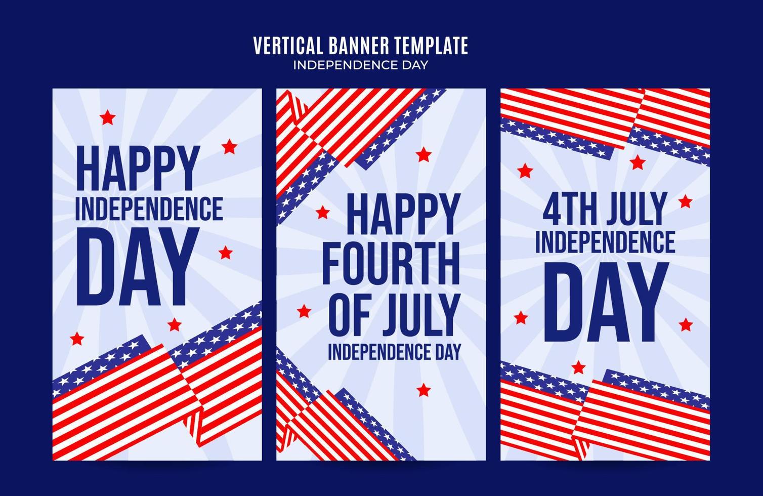 feliz 4 de julio: banner web del día de la independencia de estados unidos para afiches verticales de redes sociales, banner, área espacial y fondo vector