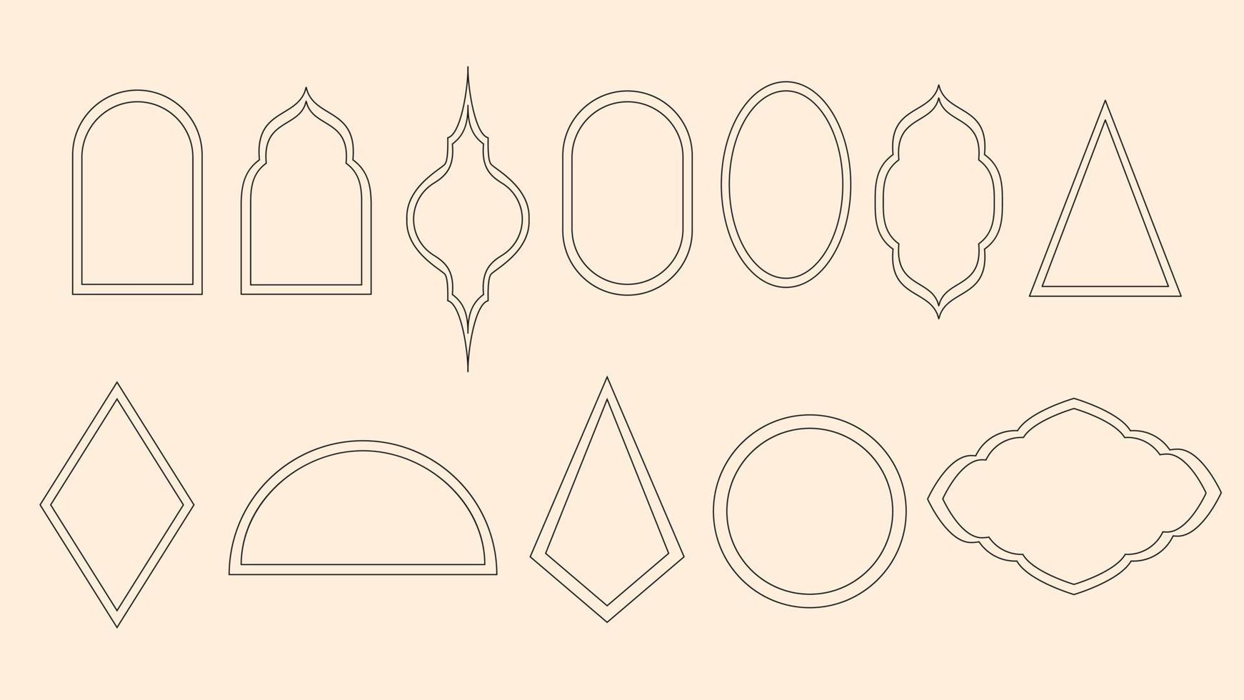 Set of vintage decorative frames. Geometric frames isolated on light background. Vector graphics.