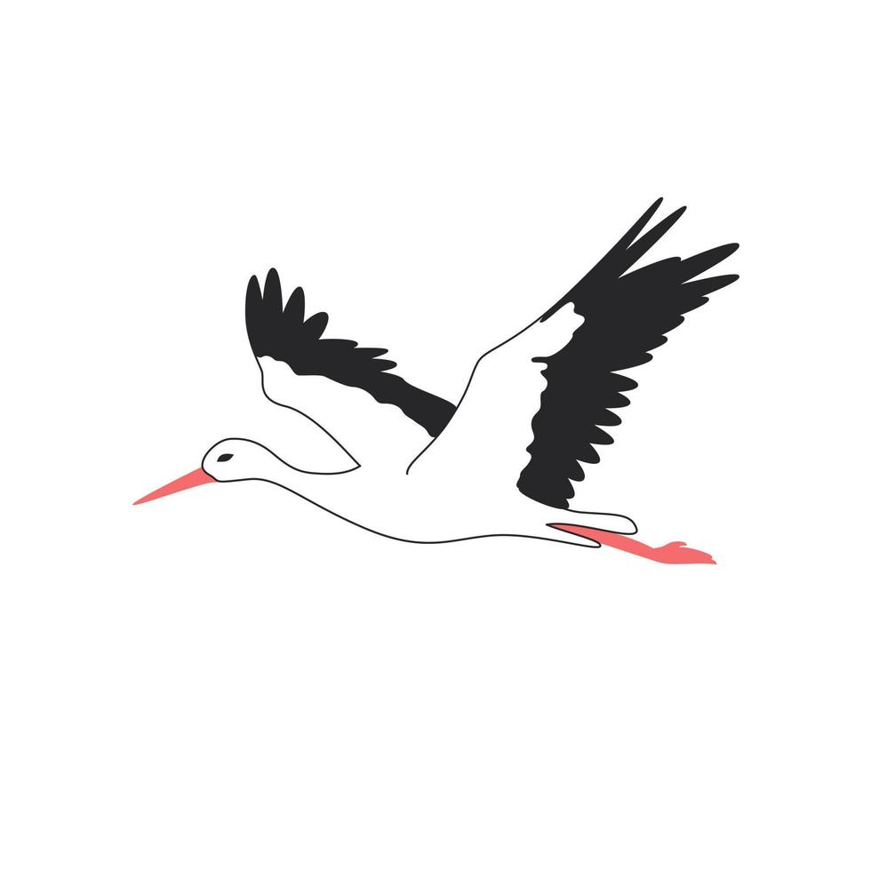 hermosa ilustración de vector de pájaro de cigüeña voladora. para impresión, logotipo, icono.