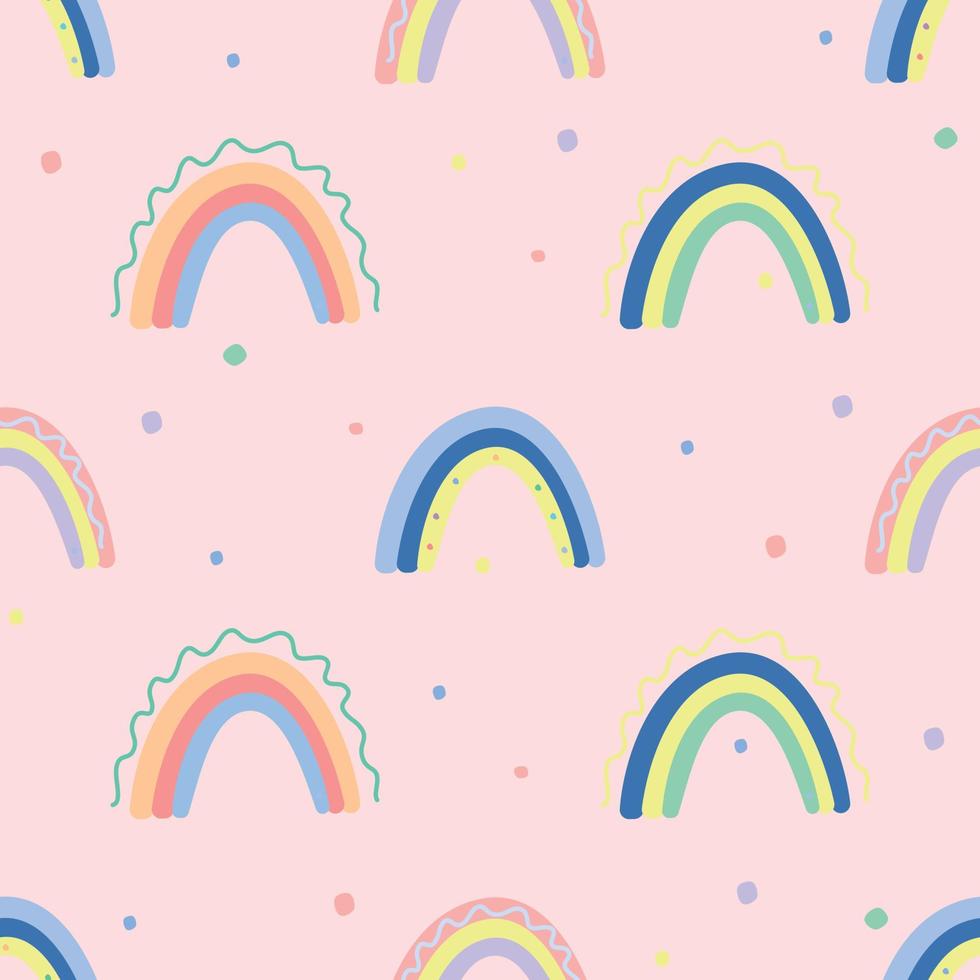 Seamless pattern with colorful rainbow. Vector print design for cover, fabric, textile, background, decoration.