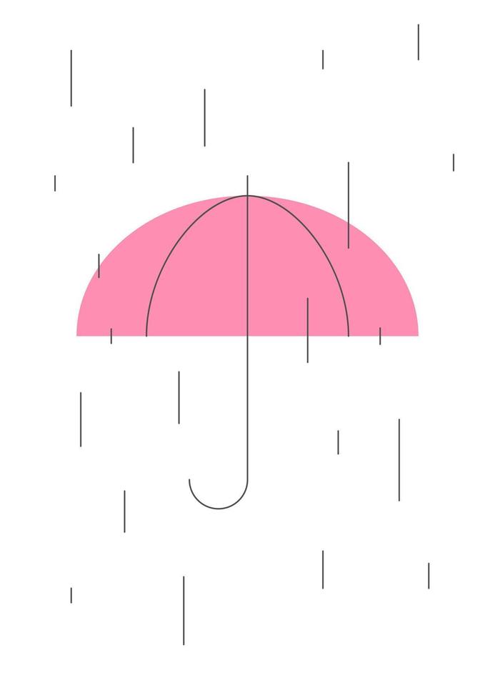 paraguas vectorial protección contra la lluvia. cubierta de paraguas bajo la lluvia ilustración aislada sobre fondo azul blanco con gotas de agua. meteorología, seguridad, concepto de temporada de otoño. vector