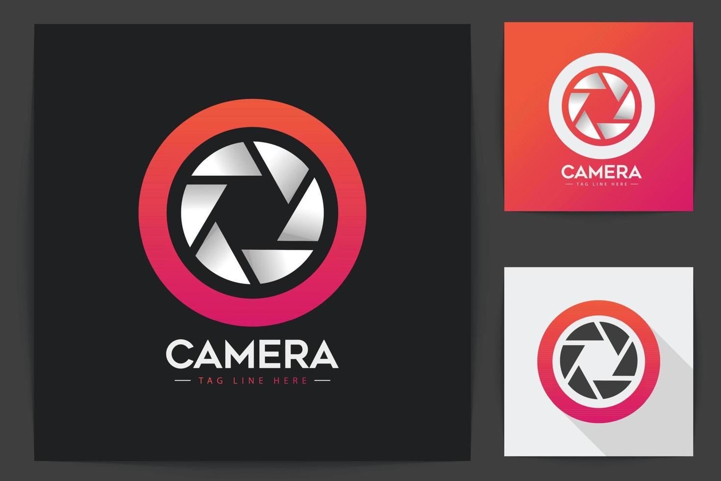 logotipo de lente de cámara abstracto con colores degradados y se le da el efecto de concepto. ilustración de vector de plantilla de logotipo. archivo vectorial premium.
