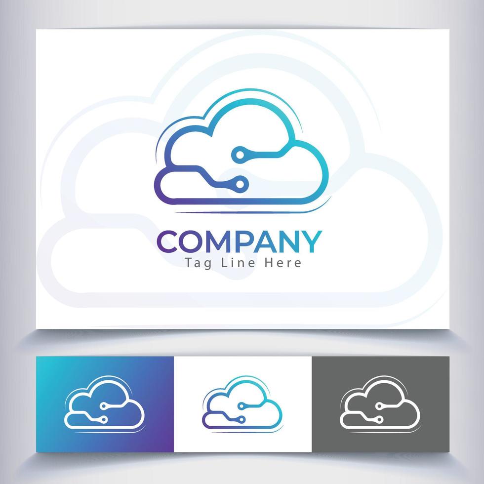 Clouds Simple Minimal Technical Logo Branding Mockup. Free Vector And Gradient Colour.