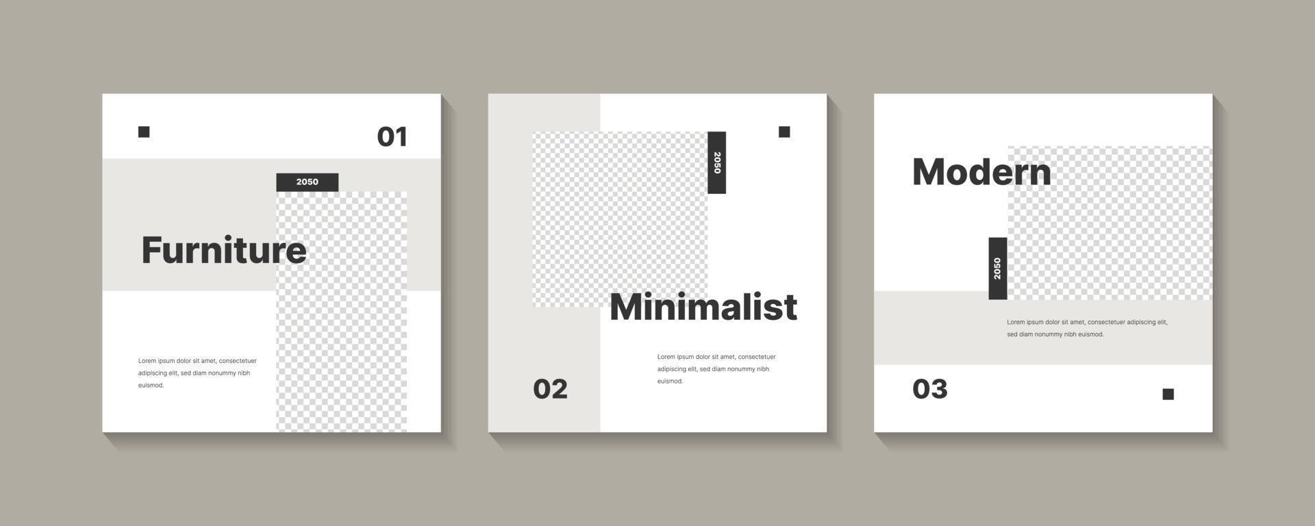 Minimalist modern furniture social media post template vector