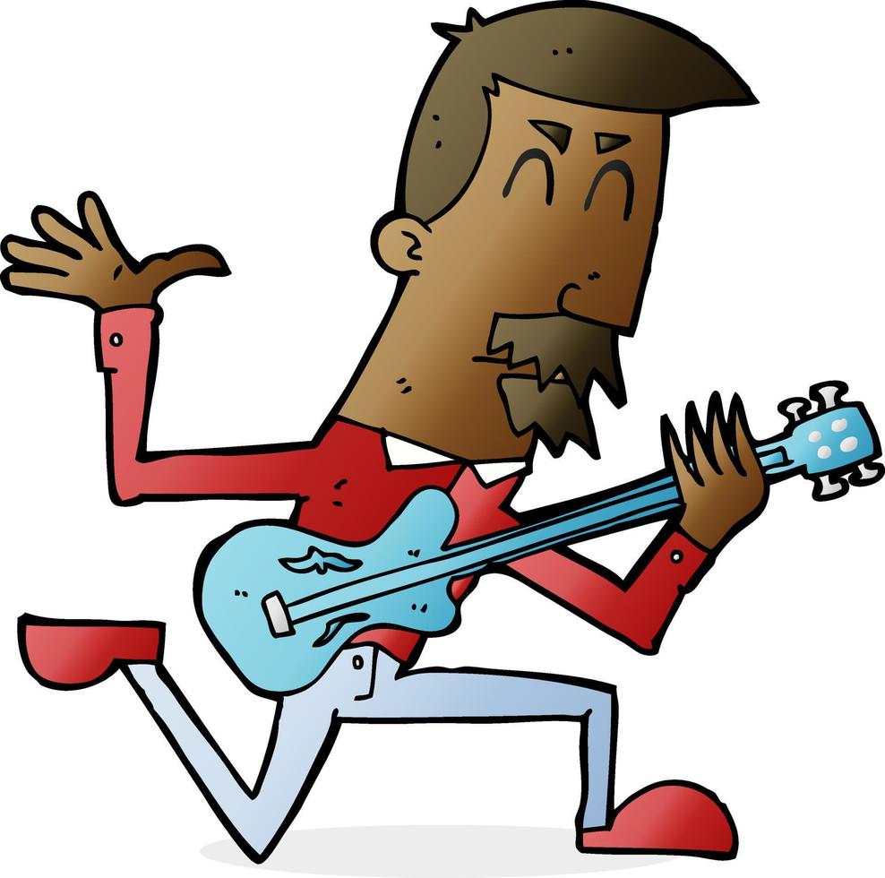 cartoon man playing electric guitar vector