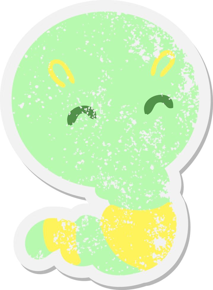 cute little worm grunge sticker vector