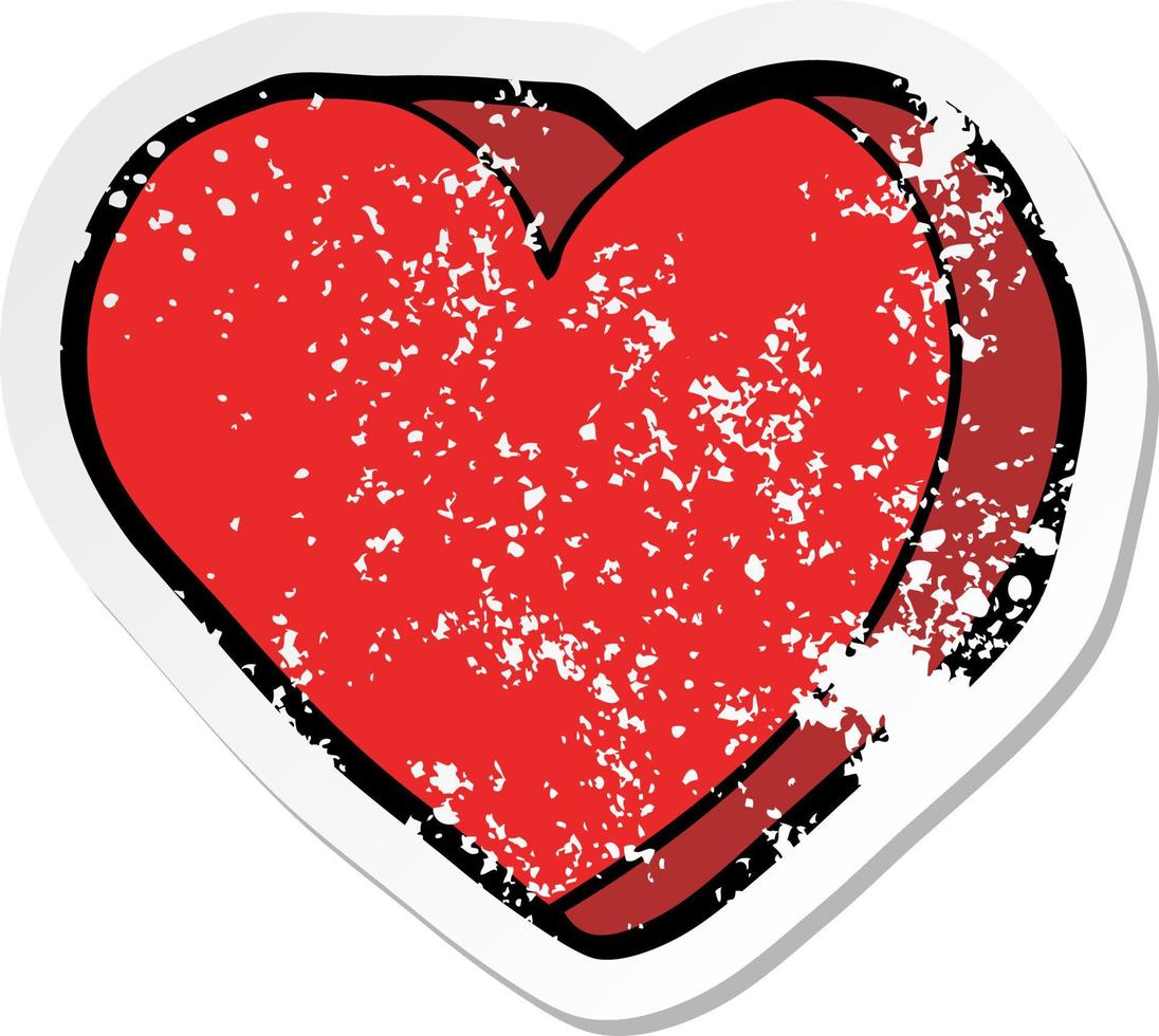 distressed sticker of a cartoon love heart vector