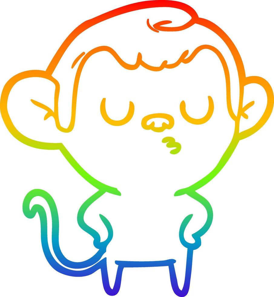 rainbow gradient line drawing cartoon monkey vector