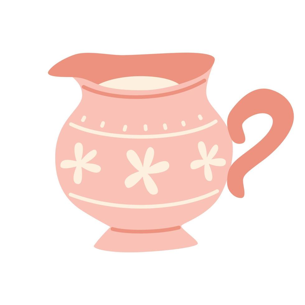 Cute ceramic creamer. Vector hand drawn illustration.