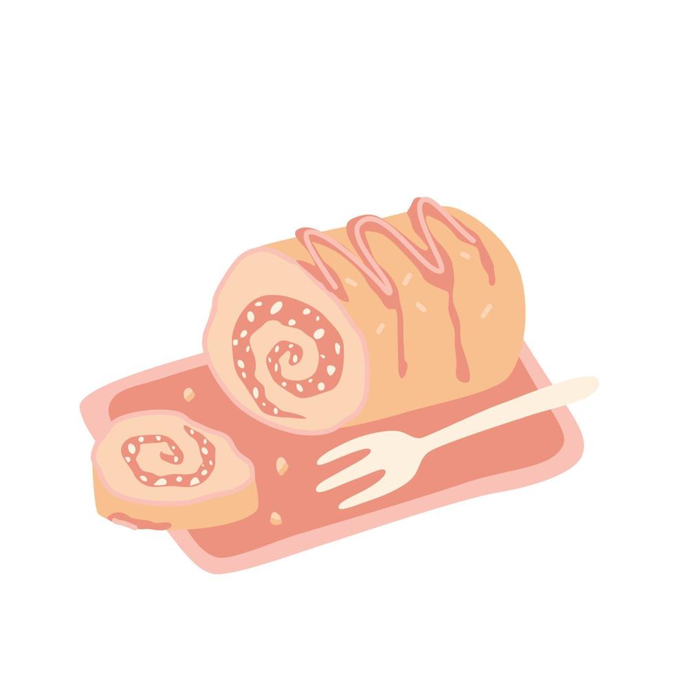 Cake roll vector hand drawn illustration.
