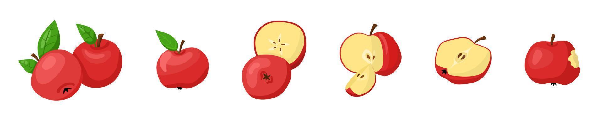 Vector set of red apples