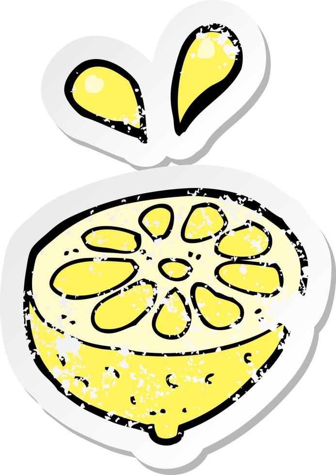 retro distressed sticker of a cartoon fresh lemon vector