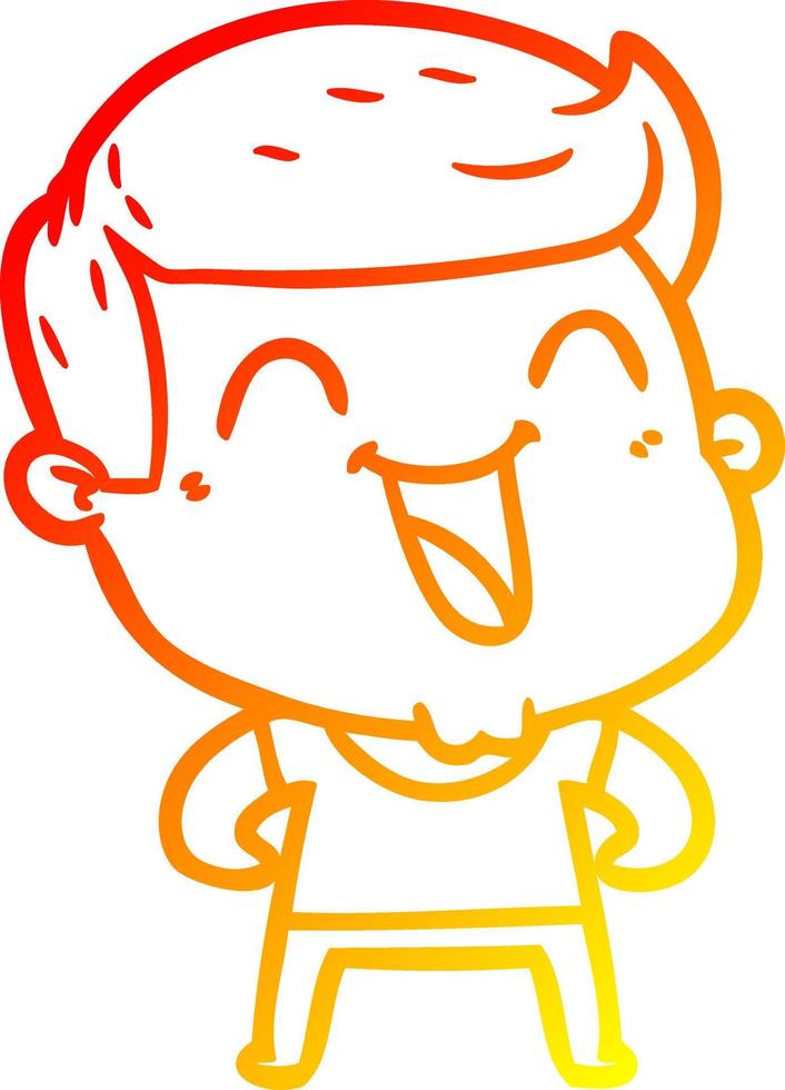 warm gradient line drawing cartoon man laughing vector