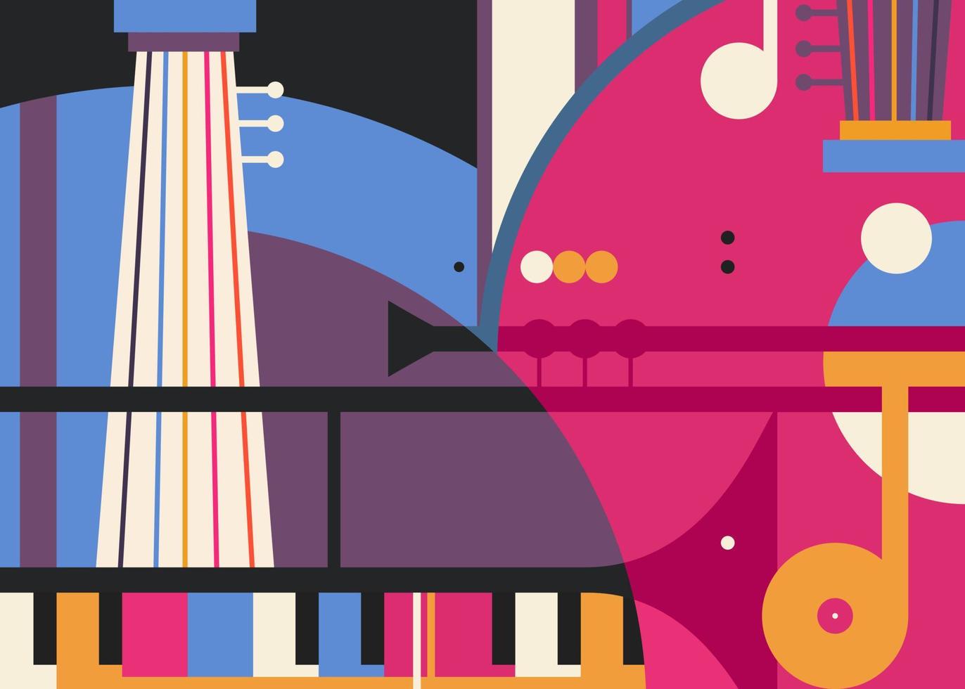 Abstract banner with different music instruments. vector