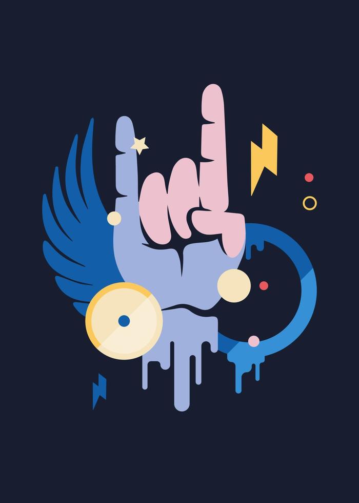 Poster with rock music symbol. vector