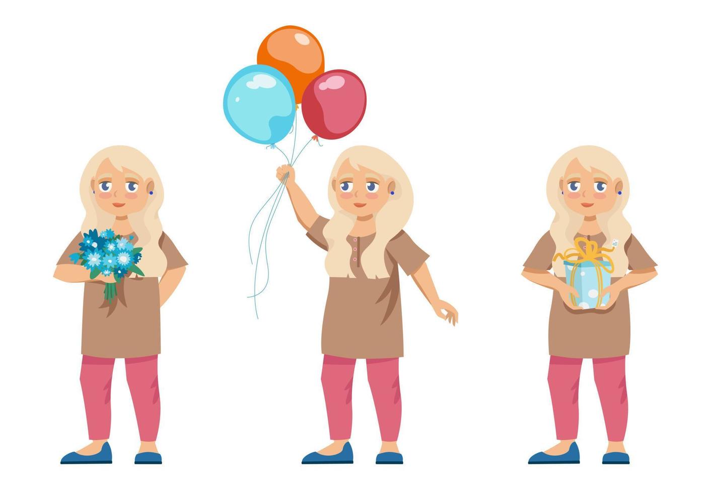 Girl with different holiday attributes. vector