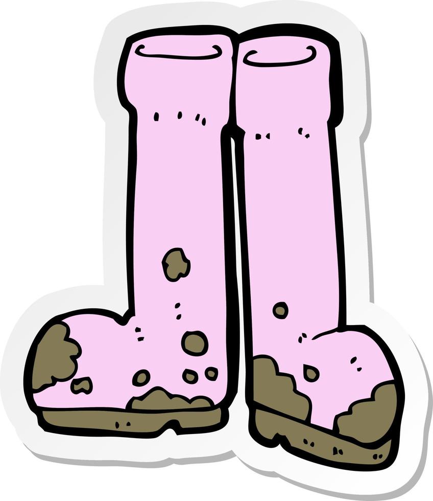 sticker of a cartoon muddy boots vector