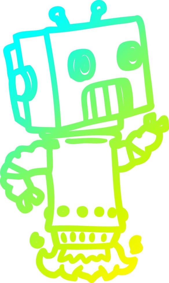 cold gradient line drawing cartoon robot vector