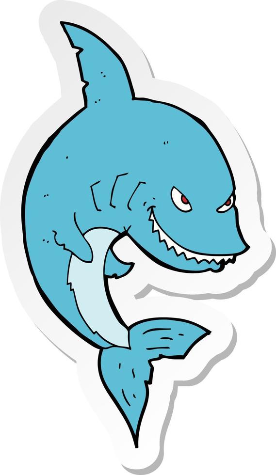 sticker of a funny cartoon shark vector