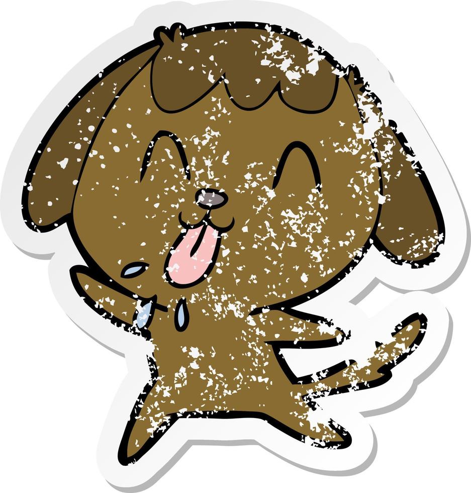 distressed sticker of a cute cartoon dog vector