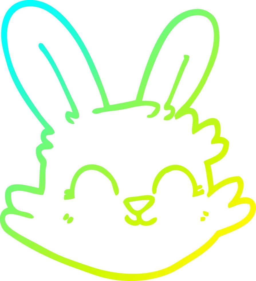 cold gradient line drawing cartoon happy rabbit vector