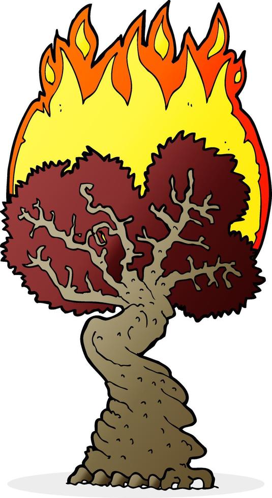 cartoon burning tree vector