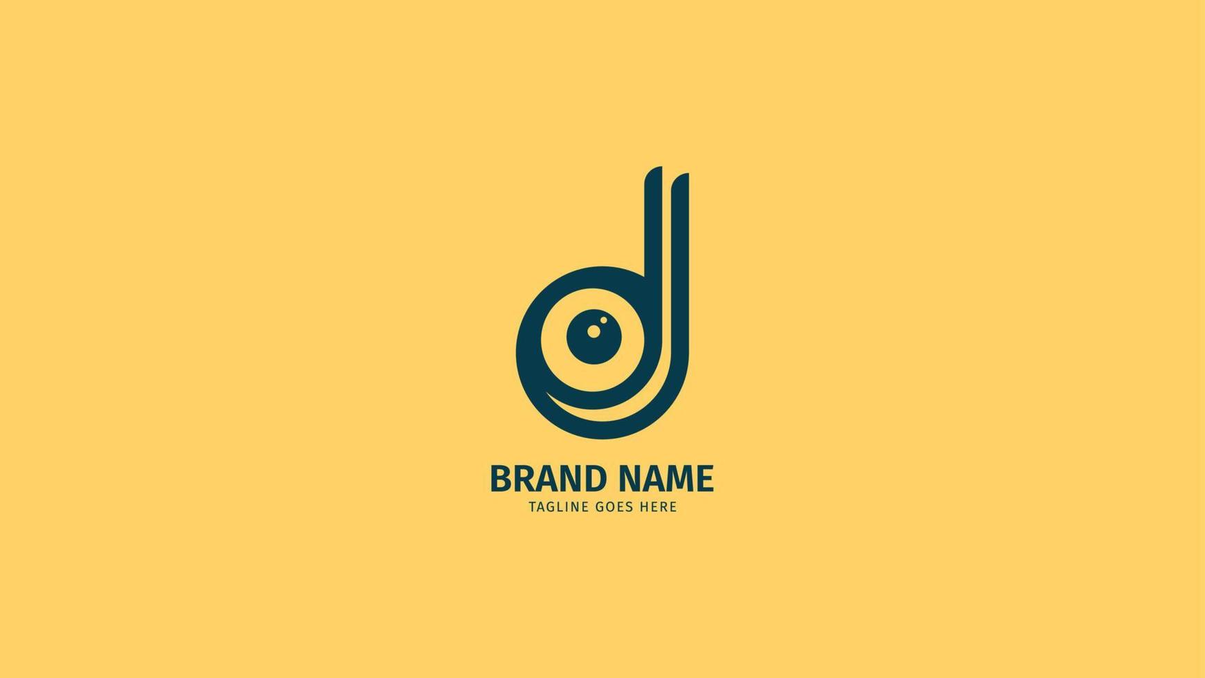 letter D with eye circle monogram logo vector design