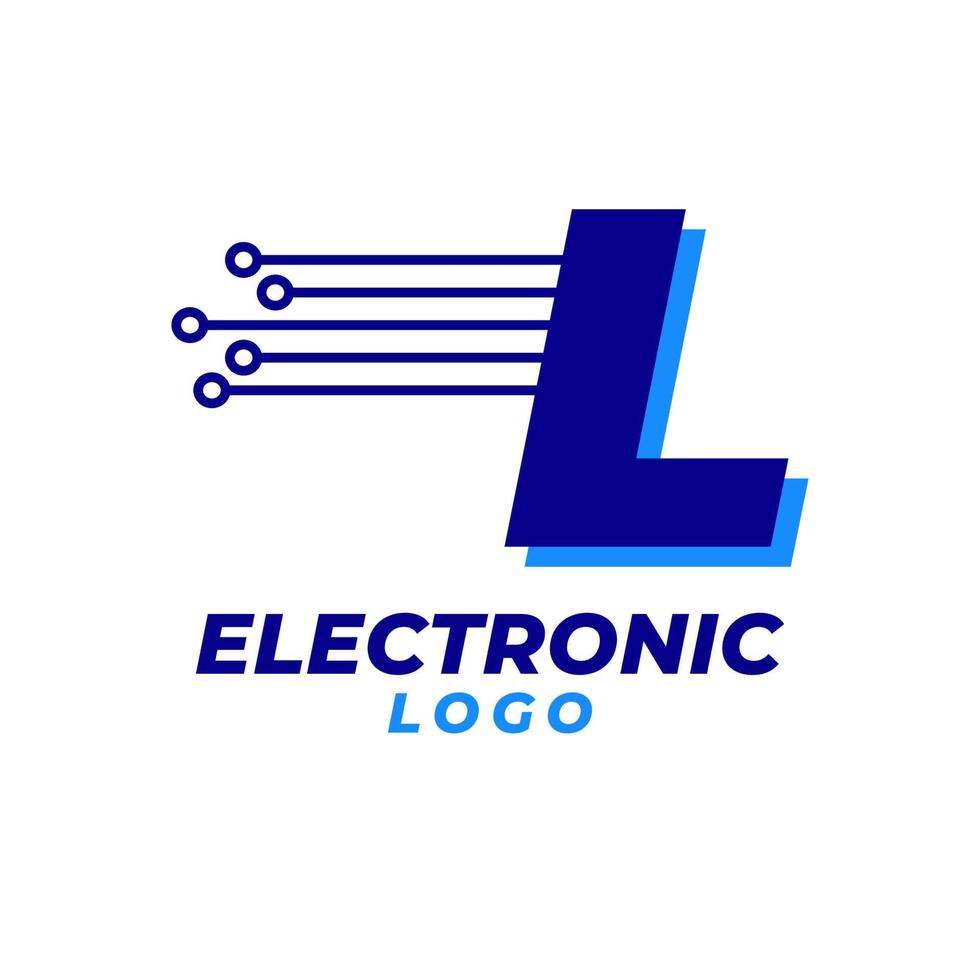 letter L with electronic circuit decoration initial vector logo design element