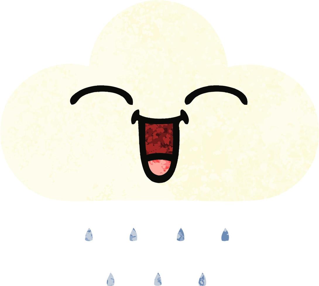 retro illustration style cartoon rain cloud vector