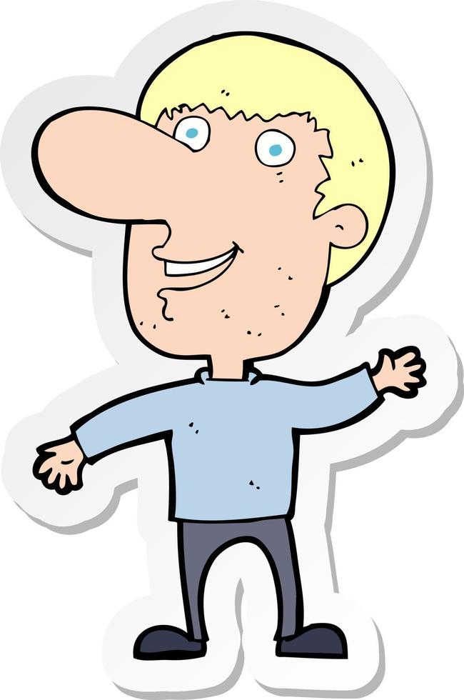 sticker of a cartoon waving man vector