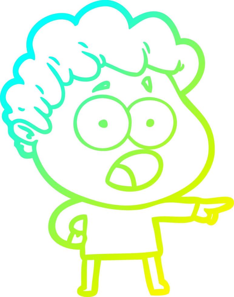 cold gradient line drawing cartoon man gasping in surprise vector