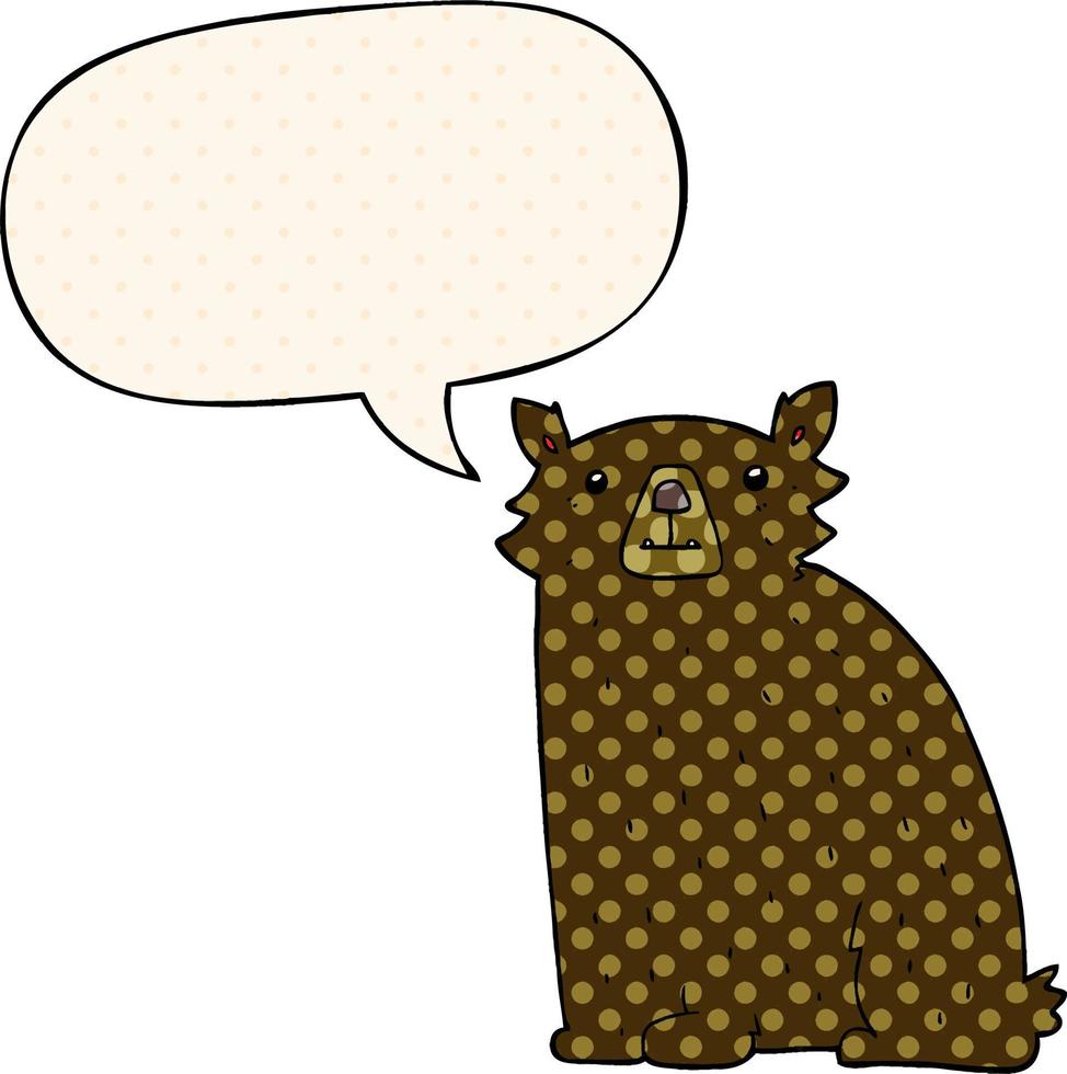 cartoon bear and speech bubble in comic book style vector