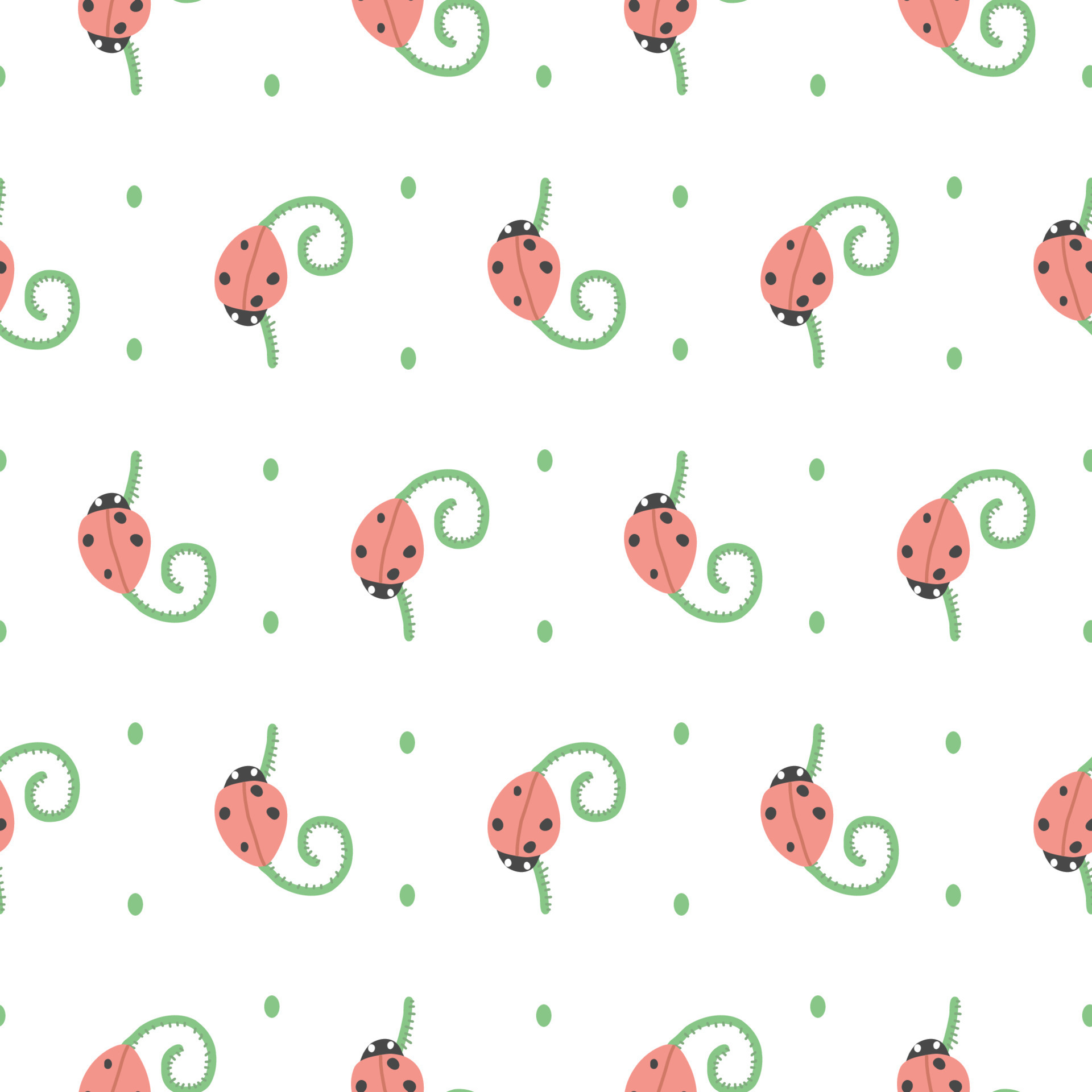 ladybug pattern. The beetle crawls over the plant. Pattern for children ...