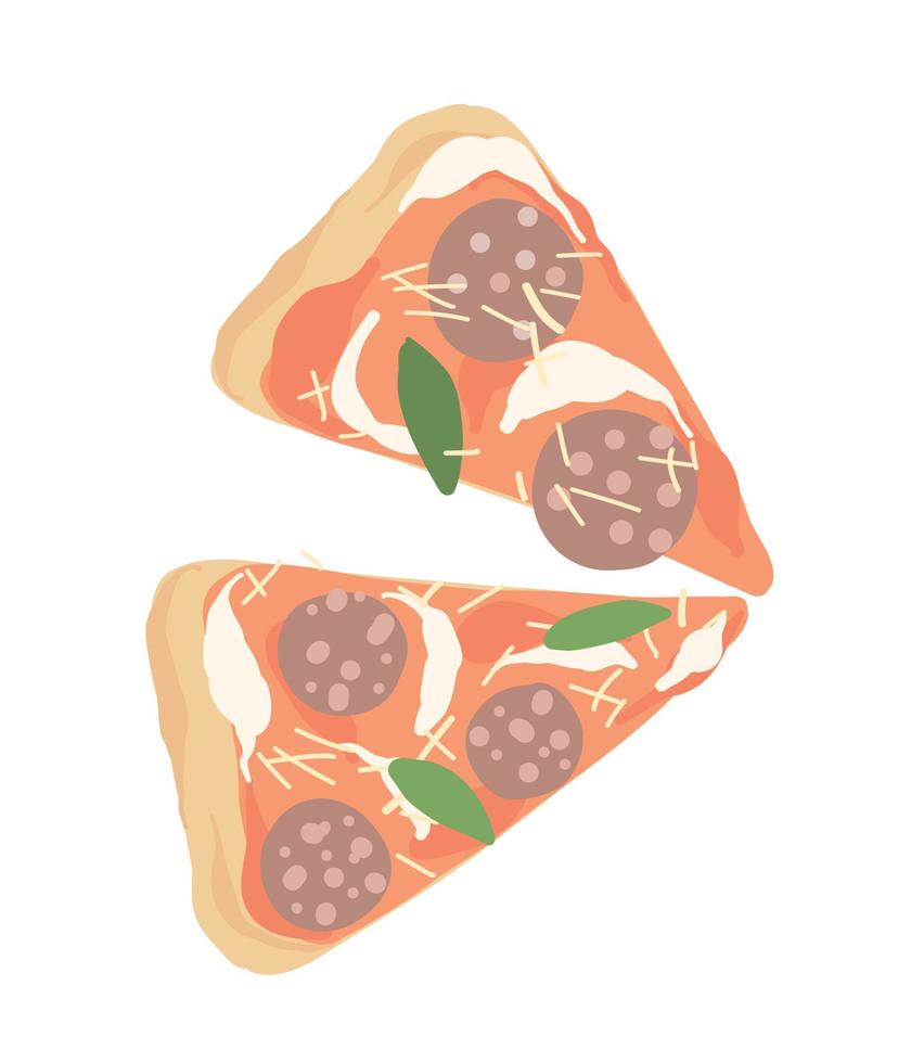ilustración vectorial de porciones de pizza italiana. pizza de salami de peperoni. vector
