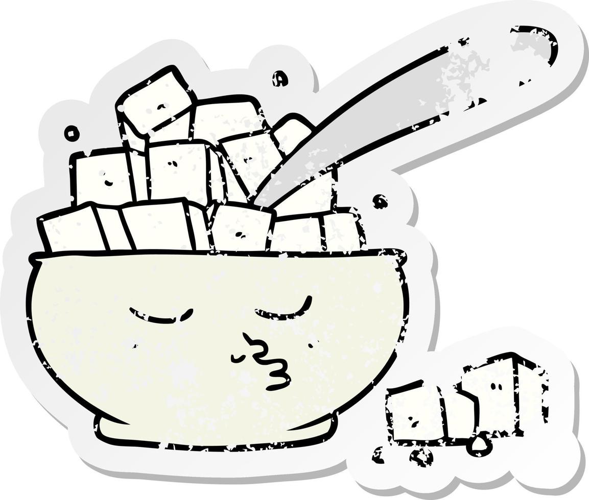 distressed sticker of a cartoon sugar bowl vector