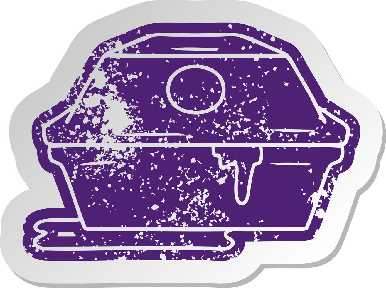 distressed old sticker of a fast food burger container vector