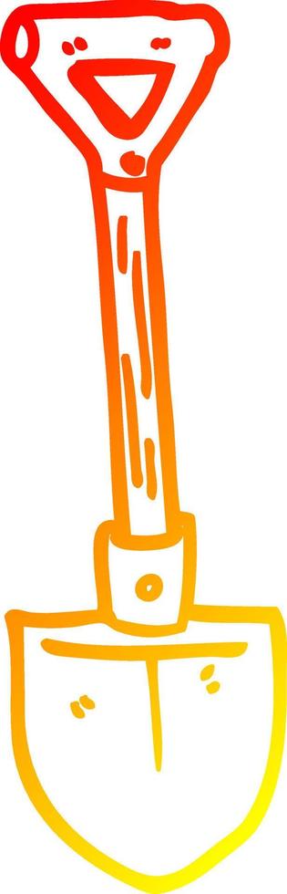 warm gradient line drawing cartoon shovel vector