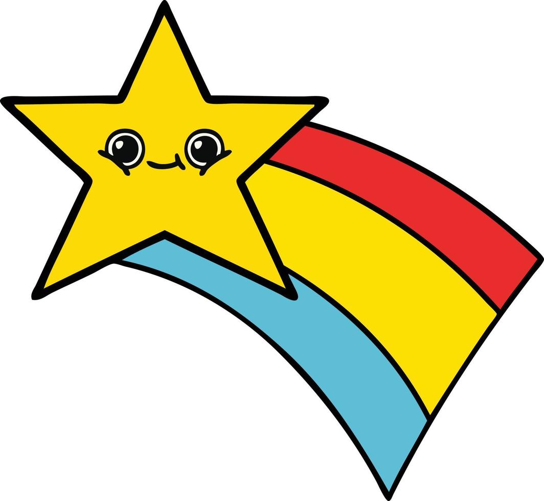 cute cartoon shooting rainbow star vector