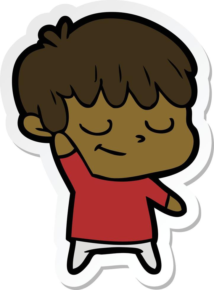 sticker of a happy cartoon boy vector