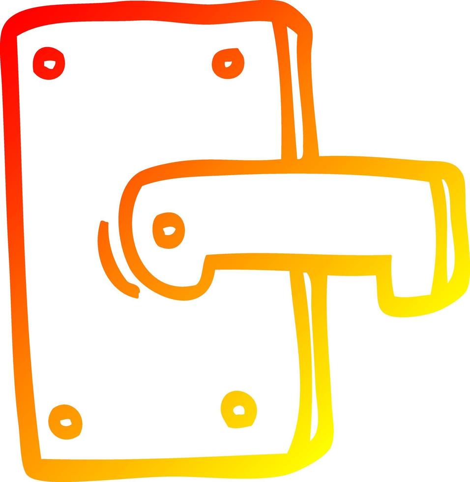 warm gradient line drawing cartoon metal door handle vector