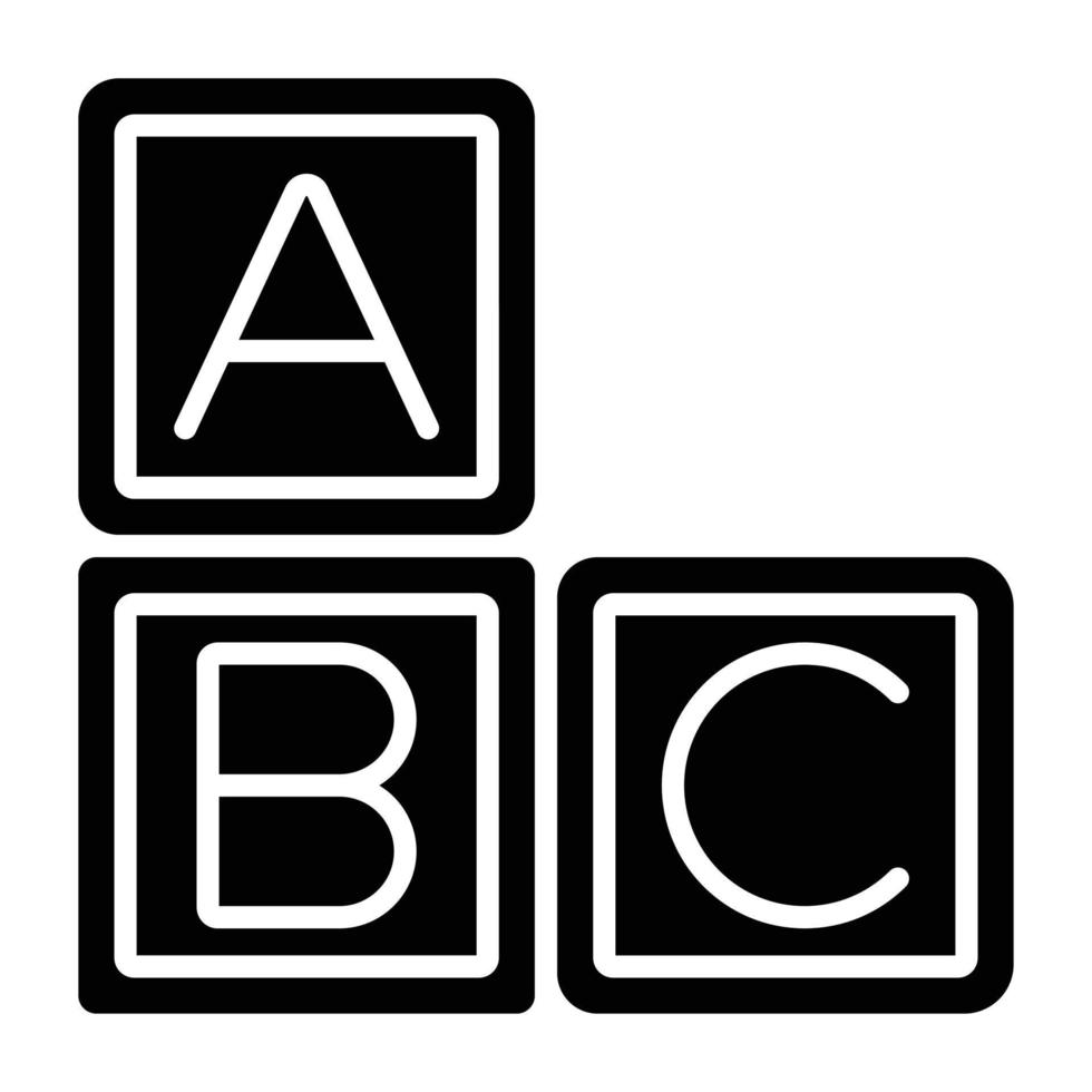 estilo de icono de bloques abc vector