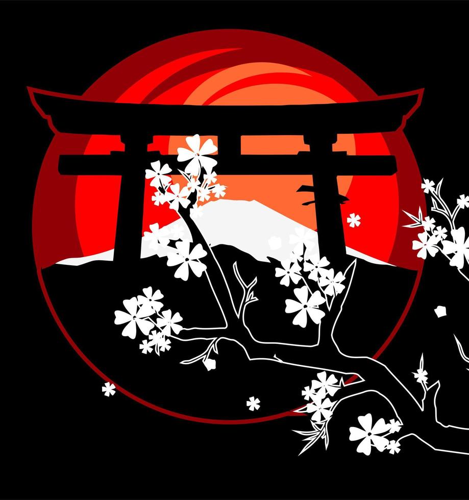 cherry blossoms with japanese... vector