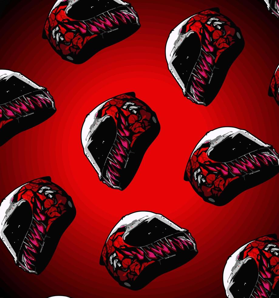 devil pattern helmet on a red... vector